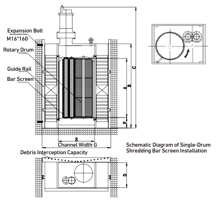 Schematic Diagram of Single-DrumShredding Bar Screen Installation Schematic Diagram of Single-DrumShredding Bar Screen Installation